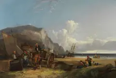 Snr. William Shayer, Bringing in the catch, oil on canvas
