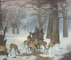 James Bateman, Feeding the deer, oil on canvas