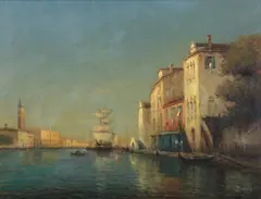 Noël Georges Bouvard, Venetian canal, oil on canvas