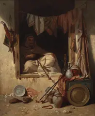 Alexandre-Gabriel Decamps, Algérien assis, oil on canvas