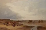 Rws Edward Duncan, Cockle pickers, oil on canvas