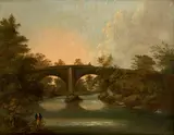 Horace W. Billington, A figure fishing on a river, with a bridge beyond, oil on canvas