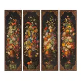 XIXe siècle Ecole hollandaise, Nature morte aux fleurs, a set of four, oil on leather