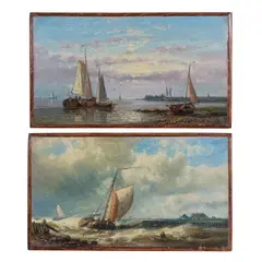Abraham Hulk Senior, Marine dans une mer agitée ; Marine dans une mer calme, a pair, oil on panel