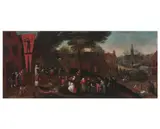 La kermesse de la Saint-Georges by Ecole flamande vers 1620, entourage de Van Cleve, Panneau de chêne parqueté, offered Nov 2024