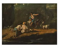 Jean-Baptiste Pillement, Personnages sur un tertre, Toile