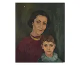 Matti-Savijärvi, Portrait de Madame BEYTOUT et son fils Jean-Louis, Oil on canvas, illegible signature lower left and dated 49