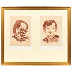 Georg Baselitz, Double Portrait of Heiner Friedrich and Fritz Dahlem, Two heliogravures with aquatint in sepia, 1971, on one sheet of wove