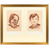 Georg Baselitz, Double Portrait of Heiner Friedrich and Fritz Dahlem, Two heliogravures with aquatint in sepia, 1971, on one sheet of wove