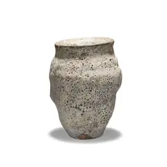 Aki Moriuchi, Vase, Stoneware, undulating organic form with volcanic glaze