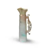 Colin Pearson, Tall jug, Porcelain, pale blue, pink, and green glazes against a cream body