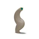 Linda Gunn-Russell, Abstract 'Vase' form, 1987, Earthenware, speckled teal, pink, and lime green body, a dry teal glazed interior and lime green square detail