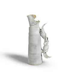 Colin Pearson, Monumental jug, Stoneware, light blue and white textured glaze