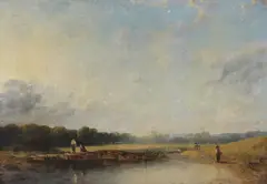 Ows Peter De Wint, By the river, oil on canvas