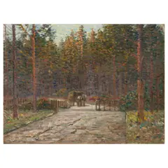 Louis Hayet, The log cart, oil on canvas