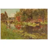 John Adams Whipple, By the boathouse, oil on canvas