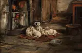 Joseph Denovan Adam Rsa Rsw, By the fire, oil on canvas