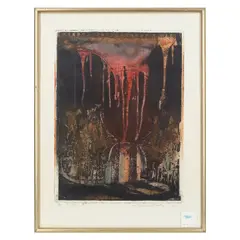 Ben Nhlanhla Nsusha, After Fire, Etching in colours, 1983