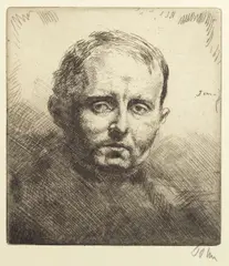 R.A. Augustus Edwin John O.M., Head of Stephen Granger, Drypoint etching, circa 1906, on laid paper