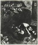 Marc Chagall, L'Avare qui a perdu son trésor, from Les Fables de La Fontaine (Cramer 22), Etching, 1927, on Montval laid paper, from the unnumbered edition