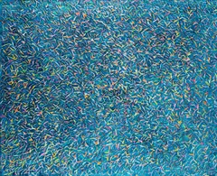 Blue Composition, by Jale Çelik, acrylic and plaster on canvas, offered Jan 2026