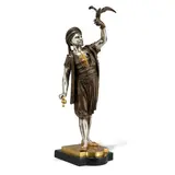 Léon Pilet, The falconer, bronze with gold and silver patina, on a marble base