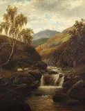 William Mellor, Sheep grazing beside a waterfall