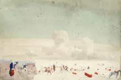 A slaughterhouse scene in some salting area in the southern part of Greater Buenos Aires by Continental School, pencil and watercolour, sold Nov 2025