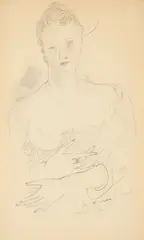 David Jones C.H. C.B.E., Portrait of a Woman with Crossed Hands, pencil on paper