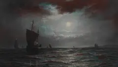 John Holden, Sailing at moonlight, chalk