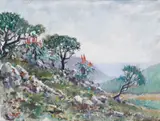 Victor Archipovich Ivanoff, Aloe on a hillside, oil on canvasboard