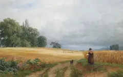 A harvest refreshment by Charles Topham Davidson, indistinctly signed (lower right), watercolour, offered Sep 2025