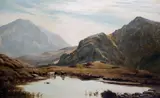 Attributed to Charles Leslie, Mountain lake scene