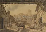 Paul Sandby, Windsor from Mr Isherwood's Brewhouse in Datchet Lane 1780, hand colored aquatint