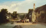 Edward Charles Williams, Village scene, oil on canvas