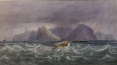 Andrew Nicholl R.H.A., St. Helena from the North-East, watercolour with scratching out