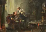 Robert Alexander Hillingford, 'The Tired Warrior'; together with a scene from the Barber of Seville, oil on canvas