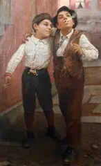 Karl Witkowski, First cigarettes, oil on canvas