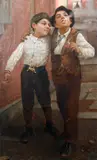 Karl Witkowski, First cigarettes, oil on canvas
