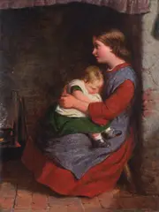 George Smith, Sisterly love, oil on panel