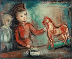 Marc Sterling, Children playing with toys, oil on canvas
