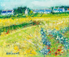 Yolande Ardissone, Le jardin derrière les maisons, oil on canvas