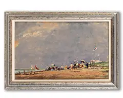 John Horwood, Sunny day at the beach, oil on board