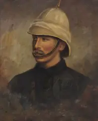 English School, late 19th Century, Portrait of John Edward Leveson Jervis, 4th Viscount, (1850-1885) in the uniform of the 7th Hussars, oil on canvas