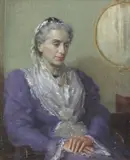 Study of a Mini Staywell in lilac dress by Mary Alexandra Eastlake, oil on canvas, sold Sep 2025
