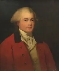 George Romney, Portrait of a gentleman, traditionally identified as Robert Henley, Earl of Northington, bust-length, in a red coat and a white stock, oil on canvas