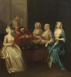 William Jones, Fortune telling, or casting the coffee grounds, oil on canvas
