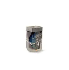 Paul Woods, Black box with slate lid, circa 1991, Cased and frosted glass, the exterior with rippled white applications, surmounted by a slate lid