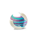 Jake Mee, 'Eastfield Form', Blown and cut glass with matte white exterior, the interior with pink banding across a blue ground