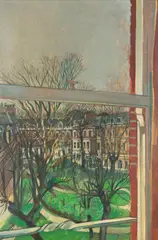 British School, Through the Window, oil on paper
